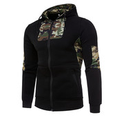 Hanorac pentru bărbați cu motive de camuflaj și glugă în trei culori