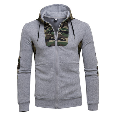 Hanorac pentru bărbați cu motive de camuflaj și glugă în trei culori