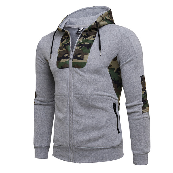 Hanorac pentru bărbați cu motive de camuflaj și glugă în trei culori