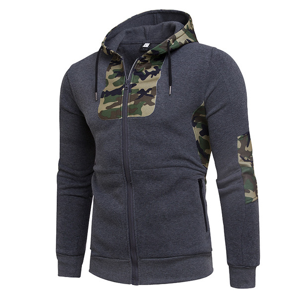 Hanorac pentru bărbați cu motive de camuflaj și glugă în trei culori