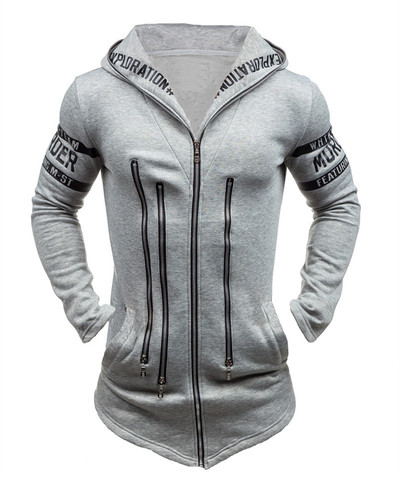 Modern férfi pulóver három színben cipzárral és feliratokkal