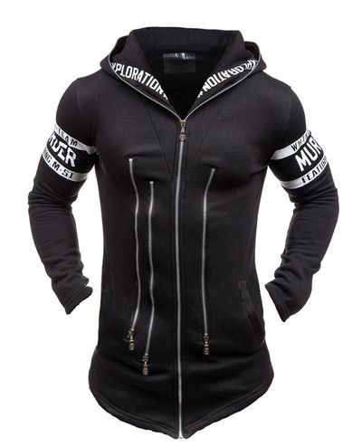 Modern férfi pulóver három színben cipzárral és feliratokkal