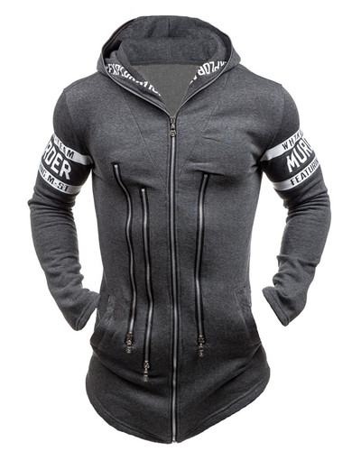 Modern férfi pulóver három színben cipzárral és feliratokkal