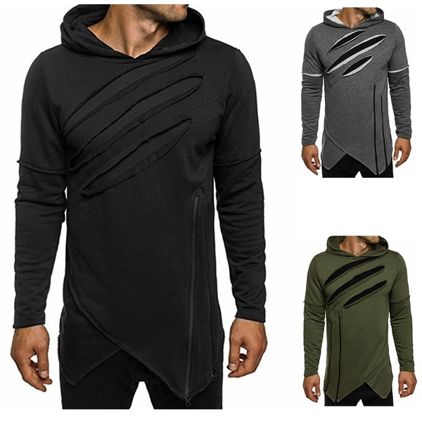 Hanorac modern pentru bărbați cu motive rupte și fermoar în trei culori