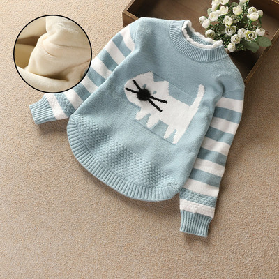 Детски пуловер с апликация и ленти по ръкавите в 2 модела