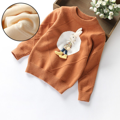 Детски пуловер с О-образна яка и 3D декорация в няколко цвята