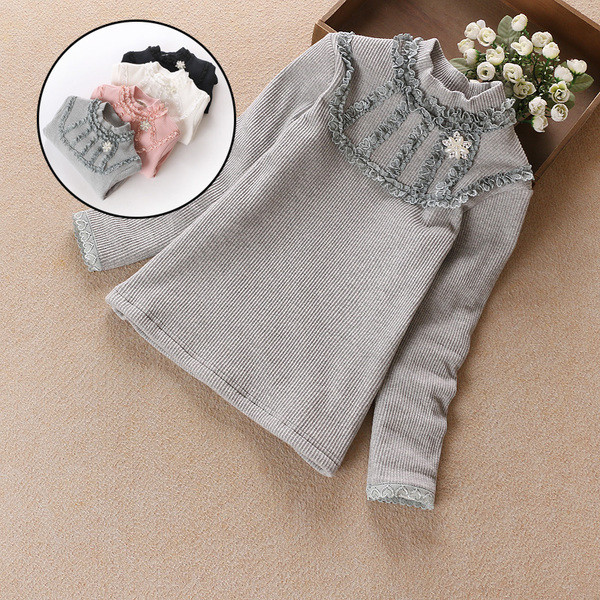 Модерен детски пуловер с висока яка в няколко цвята - рипс