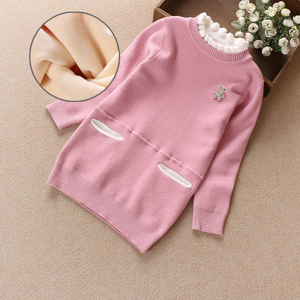 Ежедневен детски пуловер с джобове и висока яка - няколко цвята