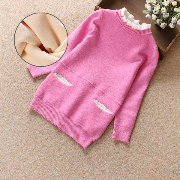 Ежедневен детски пуловер с джобове и висока яка - няколко цвята