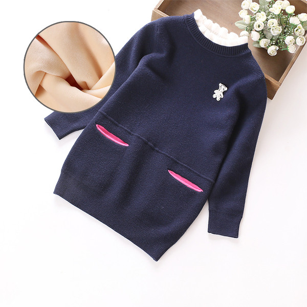 Ежедневен детски пуловер с джобове и висока яка - няколко цвята