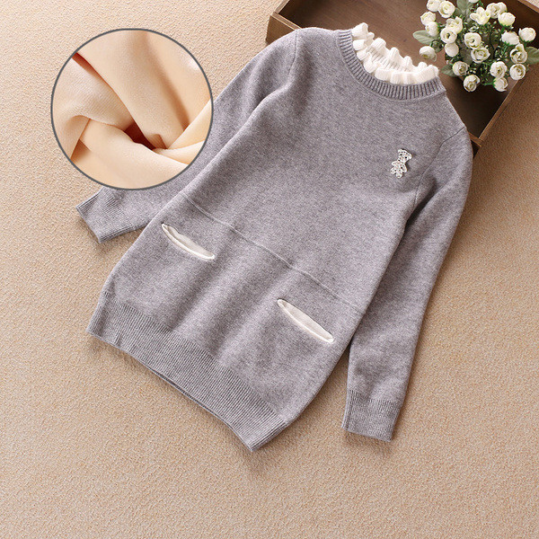 Ежедневен детски пуловер с джобове и висока яка - няколко цвята