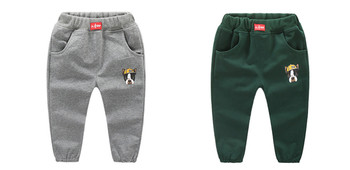 καθημερινά  παιδικά παντελόνια με εφαρμογή τσέπης και σκύλου σε διάφορα χρώματα