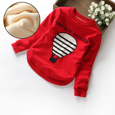 Детски пуловер с О-образно деколте и бродерия в няколко цвята