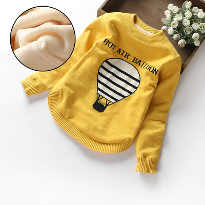 Детски пуловер с О-образно деколте и бродерия в няколко цвята