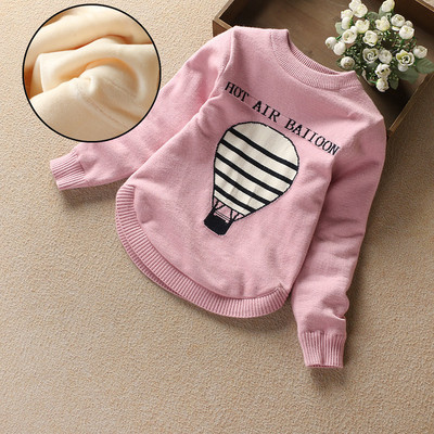 Детски пуловер с О-образно деколте и бродерия в няколко цвята