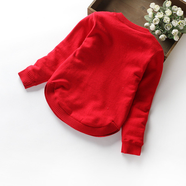 Детски пуловер с О-образно деколте и бродерия в няколко цвята