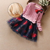 Детска тюлена рокля с панделка в 2 цвята