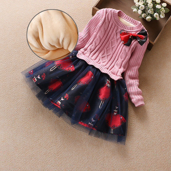 Детска тюлена рокля с панделка в 2 цвята