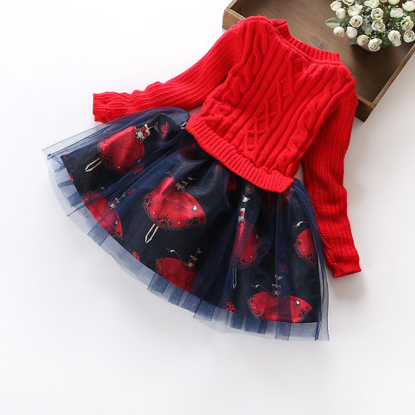 Детска тюлена рокля с панделка в 2 цвята