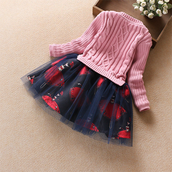 Детска тюлена рокля с панделка в 2 цвята