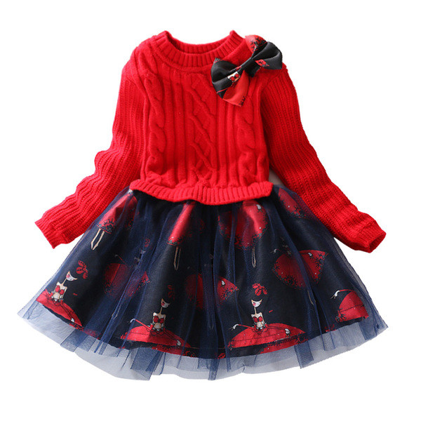 Детска тюлена рокля с панделка в 2 цвята