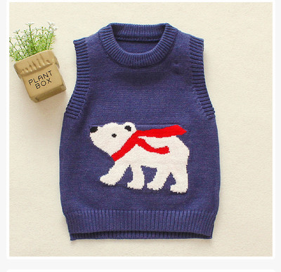 Детски пуловер за момче без ръкави с бродерия в три цвята