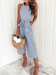 ХИТ Стилен дамски раиран  гащеризон в няколко цвята