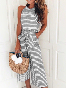 ХИТ Стилен дамски раиран  гащеризон в няколко цвята