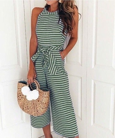 ХИТ Стилен дамски раиран  гащеризон в няколко цвята