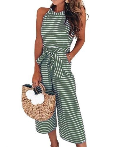 ХИТ Стилен дамски раиран  гащеризон в няколко цвята 