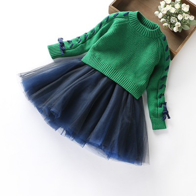 Детски комплект за момичета включващ тюлена пола и пуловер - няколко модела