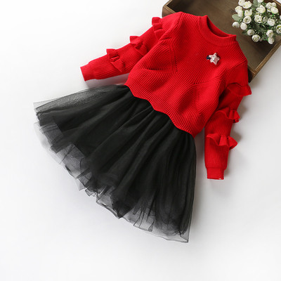 Детски комплект за момичета включващ тюлена пола и пуловер - няколко модела