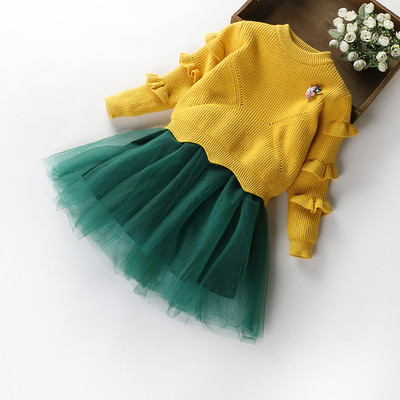 Детски комплект за момичета включващ тюлена пола и пуловер - няколко модела