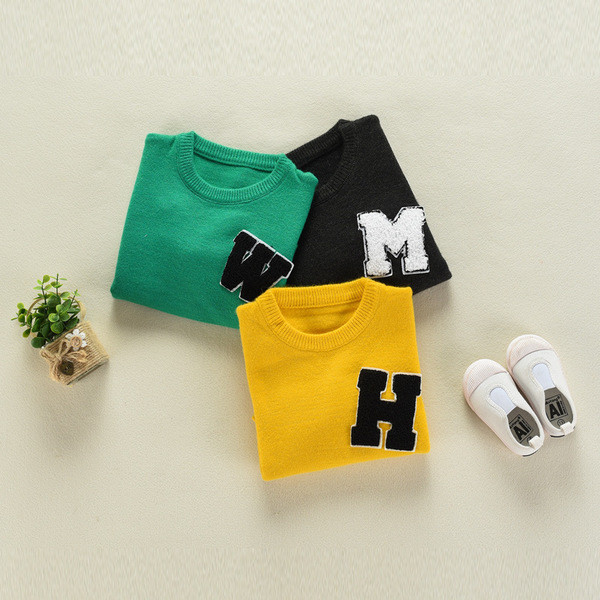 Детски пуловер за момче в жълт, зелен и черен цвят