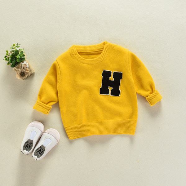 Детски пуловер за момче в жълт, зелен и черен цвят