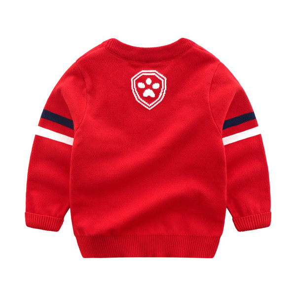 Детски пуловер с О-образна яка и бродерия в три цвята