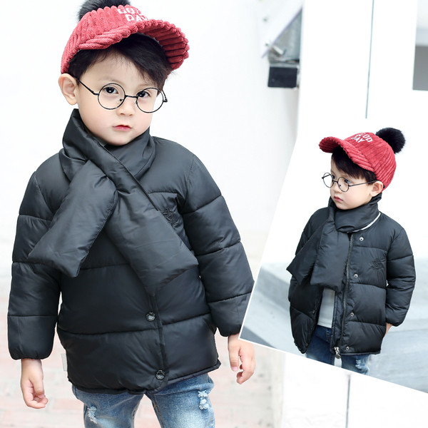 Детско яке за момчета с шал в различни цветове 