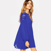 Шифонена дамска рокля широк модел с дълъг ръкав в няколко цвята