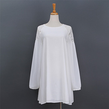 Шифонена дамска рокля широк модел с дълъг ръкав в няколко цвята