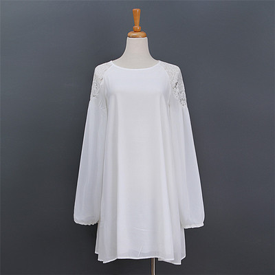 Шифонена дамска рокля широк модел с дълъг ръкав в няколко цвята