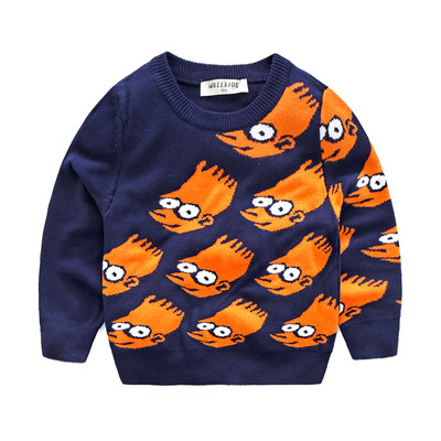 Детски ежедневен пуловер с О-образна яка в няколко модела