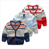 Ежедневна детска жилетка с V-образна яка в три цвята