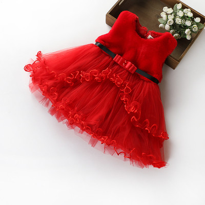 Детска рокля за момичета с тюл и колан в два модела