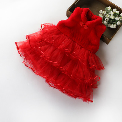 Детска рокля за момичета с тюл и колан в два модела