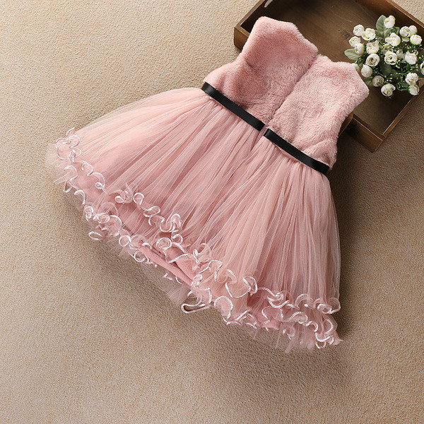 Детска рокля за момичета с тюл и колан в два модела