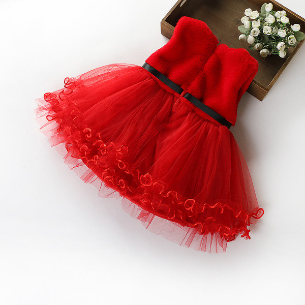 Детска рокля за момичета с тюл и колан в два модела