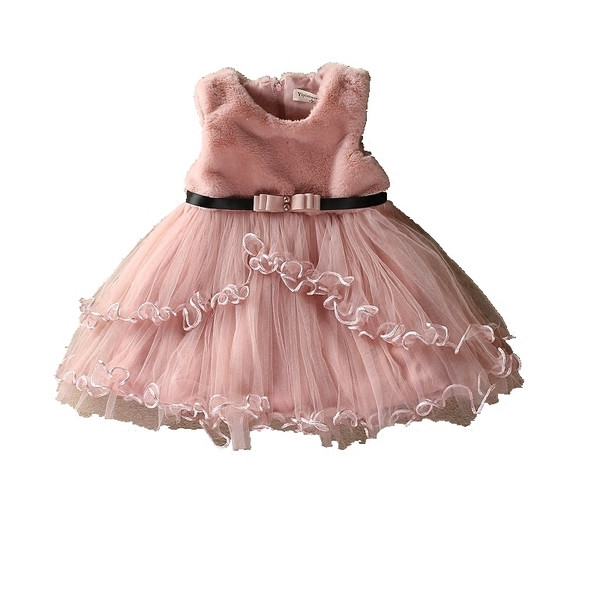 Детска рокля за момичета с тюл и колан в два модела