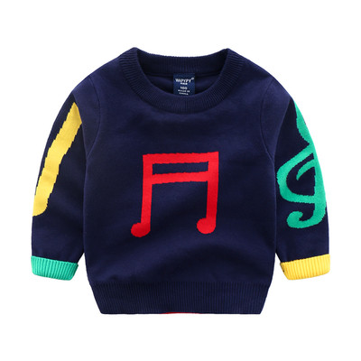 Ежедневен детски пуловер за момче с цветна бродерия