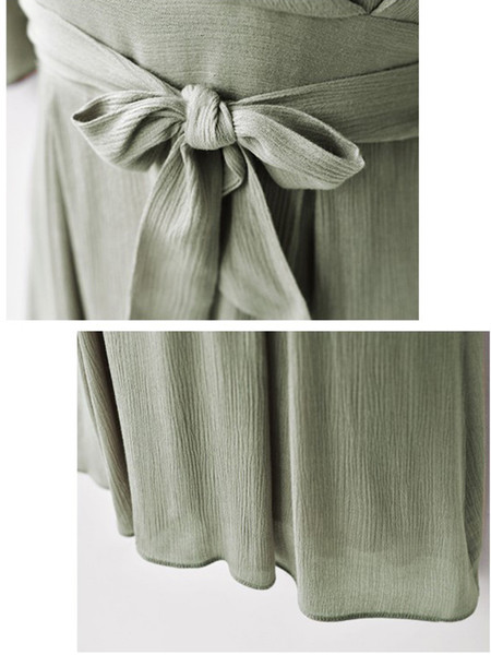 Стилна дамска рокля с V-образно деколте и лотос ръкав в два цвята 