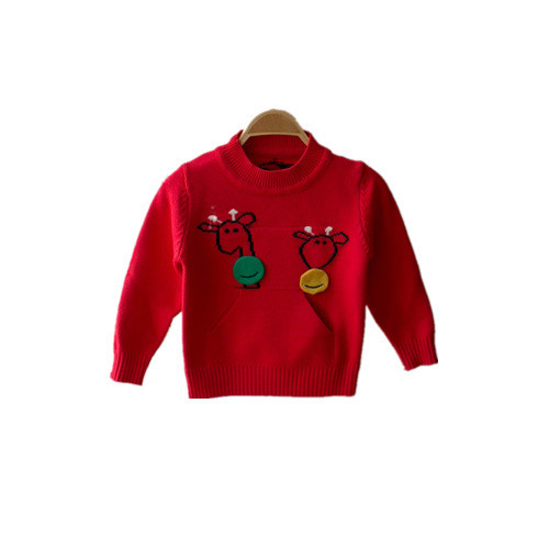 Модерен детски пуловер с апликация в три цвята